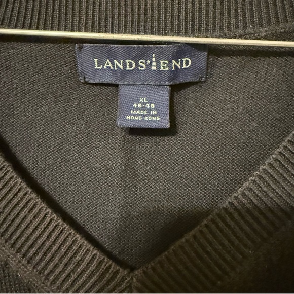 Lands' End Charcoal V-Neck Sweater Vest - Picture 2 of 5